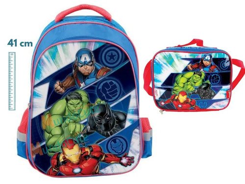 D_712883-MCO29148584169_012019-O.jpg Maleta Lonchera Niños Avengers Super Heroes Vengadores Orig Azul