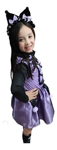 D_713056-MCO80148604473_102024-O.jpg Disfraz Kuromi Morado | Atuendo Kawaii Para Niñas Con Orejitas