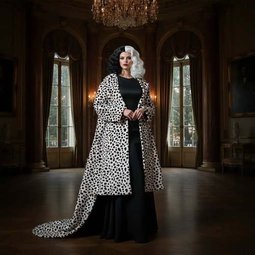 D_713176-MCO93995032655_102025-O.jpg Peluca Cruella De Vil Negro Y Blanco Accesorio Disfraz Negro