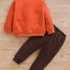 D_713294-MCO89175825661_082025-O.jpg Sudadera Con Orejitas De Zorro + Pantalón Bordado Naranja Talla 2 A 3 Años