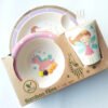 Set Vajilla Fibra Bambú Plato Comida Bebes Niños Maneaje