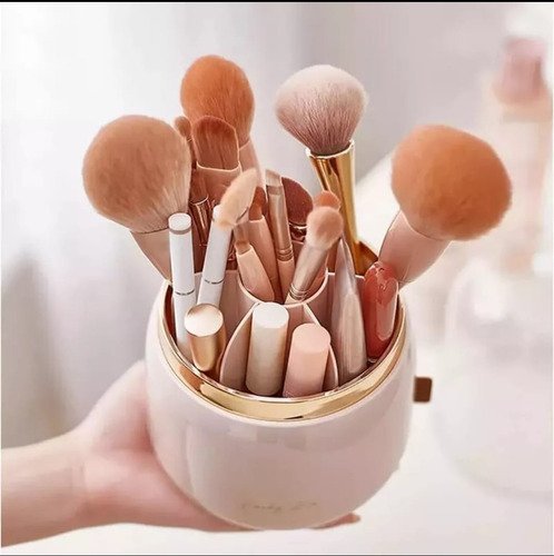 Organizador De Brochas Redondo - Ideal Para Maquillaje Blanco