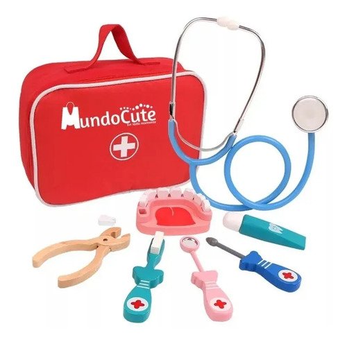 D_719884-MCO44589494532_012021-O.jpg Maletín Doctor Kit Médico Niños Madera Montessori Botiquín