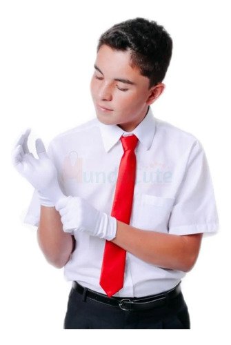 Camisa Cuello Corbata Blanca Colegio Niños Uniforme Nacional