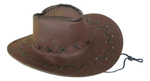 Gorro De Vaquero Infantil Con Detalles En Cuero Negro