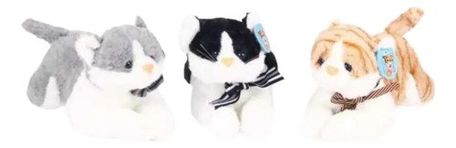Peluche Gato Acostado 20cm X 28cm - Suave Y Realista Gris