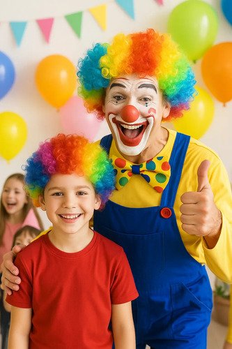 Peluca Afro Payaso Colores Con Nariz Disfraz Halloween Varios