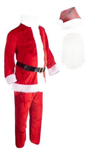 Disfraz De Santa Claus Para Adulto Con Barba Y Sombrero - ¡haz Que La Navidad Sea Mágica! Rojo Unica