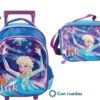 Kit Morral Maleta Ruedas Y Lonchera Mediano Frozen Original Rosa