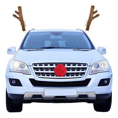 Decoración De Reno Y Nariz Para Carro Navidad Navideño! Rojo