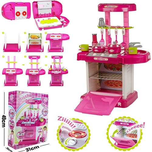 D_730590-MCO52682935713_122022-O.jpg Set Cocina Kitchen Infantil Rosa Completo Estufa Horno Fucsia