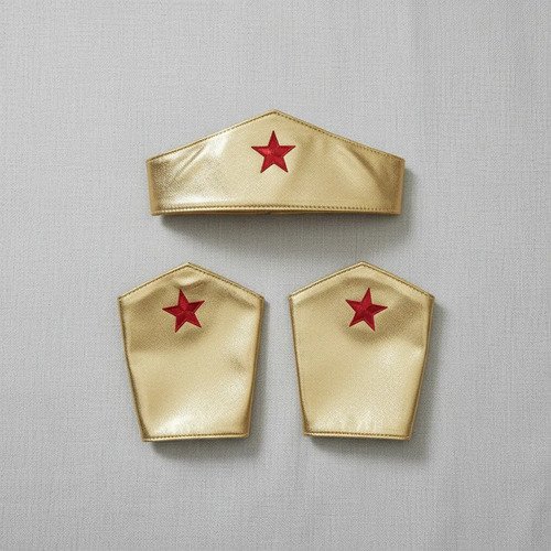 Kit Mujer Maravilla Completo - Escudo, Diadema Y Manillas Dorado Ajustable