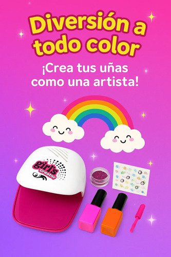 D_731818-MCO96034001071_102025-O.jpg Set De Uñas Para Niñas Con Secador, Esmalte Realistas