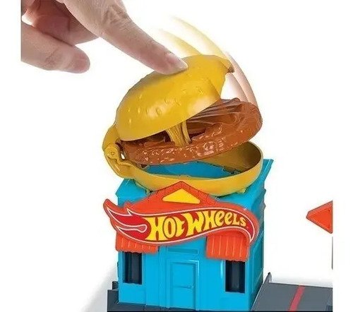 Pista Tienda Hamburguesas Hotwheels  City Burguer Azul