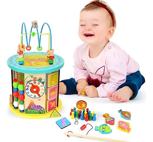 D_733354-MCO88491355402_072025-O.jpg Cubo Montessori Multifuncional Bloques Encajar Didactico Café