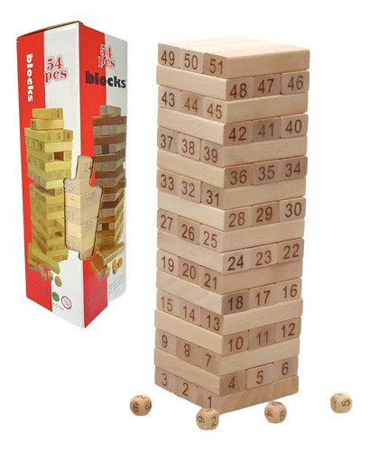 D_736016-MCO82939576135_032025-O.jpg Torre Jenga Juego Madera 54 Bloques Inlcuye Dados Juego Mesa