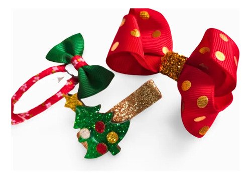 D_738208-MCO81391724149_122024-O.jpg 3 Pinzas Para El Cabello De Navidad - Hermosos Diseños! Rojo