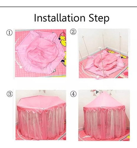 D_738239-MCO75025659864_032024-O.jpg Carpa Infantil Castillo Princesas Niña Portátil Rosa
