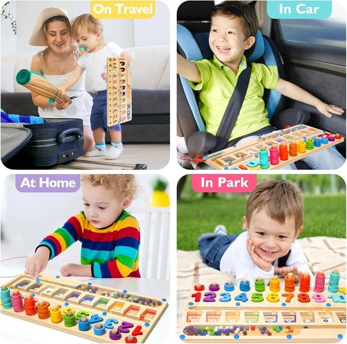 Tablero Didáctico Multifuncional Aprendizaje3 En 1 En Madera