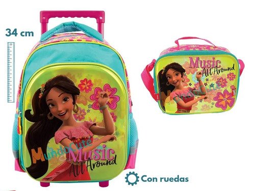 Morral Maleta Con Ruedas Y Lonchera Niñas Princesas Disney Rosa