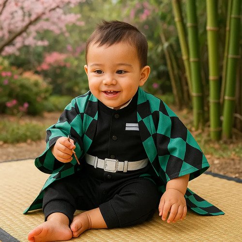 D_741314-MCO93772484147_092025-O.jpg Disfraz Bebe Tanjiro Cosplay Demon Slayer Mameluco