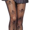 2 Pantimedias Medias Largas Calavera Malla Mujer Negro Única