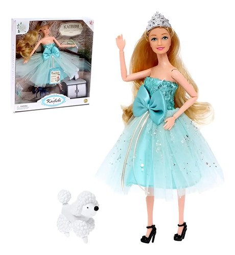 Muñeca Princesa Articulada Con Corona Con Hermoso Vestido