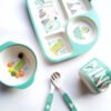 Set Vajilla Fibra Bambú Plato Comida Bebes Niños Maneaje