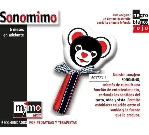 Sonajero Oso Juguetes Estimulación Bebés Rojo Blanco Y Negro