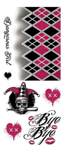 Kit Harley Quinn Martillo + Guantes + Medias + Tatuajes Plateado Única