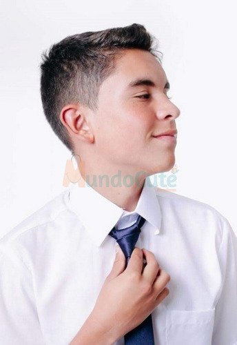 Camisa Colegial Cuello Corbata Manga Larga Niños Premium