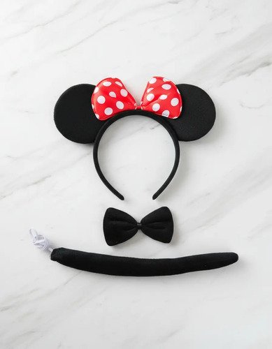 Diadema Minnie Mouse Con Orejas Y Moño Rojo Negro