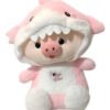 Peluche Cerdito Con Pijama De Tiburón 18cm - Divertido Rosa