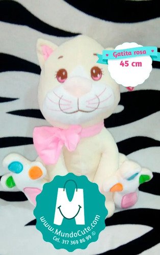 Gatita Rosa Pelucha Mundocute Gato 45 Cm