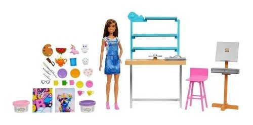 Muñeca Barbie Artista Set Estudio Relax & Create Estudio Art