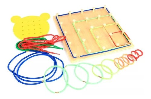 Geoplano Tabla De Enhebrar Madera Aprendizaje Montessori Agua