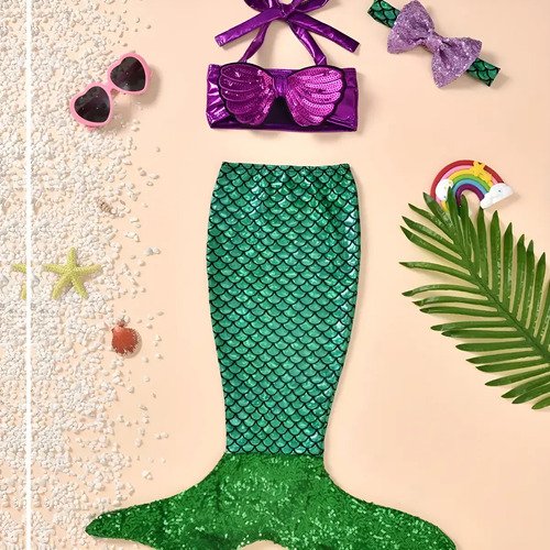 Disfraz De Sirena Niñas Vestido De Baño Traje La Sirenita Disfraces Niñas
