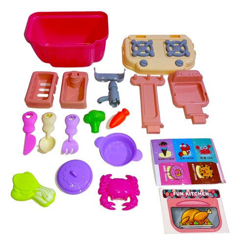 D_762101-MCO80940629893_112024-O.jpg Set De Cocina En Maleta X26 Piezas - Mini Juguetes Alimentos Rosa