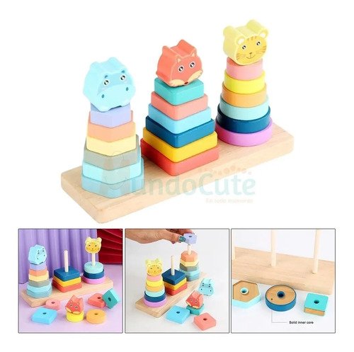 D_762197-MCO45540386234_042021-O.jpg Juego De Apilar Ensartar Animalitos Figuras Madera Montessor Pasteles