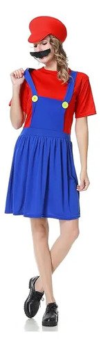 Disfraz Mario Bros Mujer Disfraz Luigi Dama Disfraces Adultos Halloween Rojo - Mario