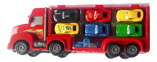 D_766470-MCO81392727889_122024-O.jpg Grua Camión Cars Rayo Mcqueen + 6 Autos Juguete Metálicos Autos Rojo
