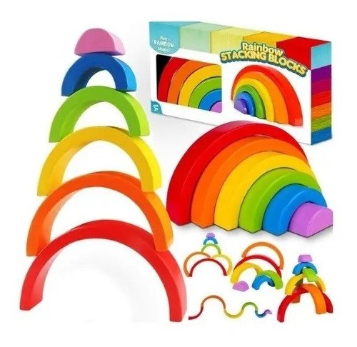 Arcoiris Waldorf Juguete En Madera Juegos Niños Arma Figuras