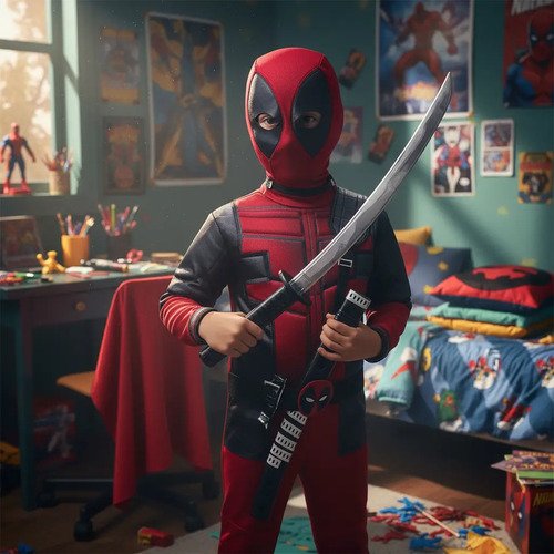 Disfraz De Deadpool Premium Para Niño  Traje Completo Con Máscara Y Espada