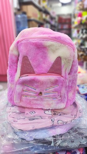 D_768711-MCO82082976311_012025-O.jpg Morral Niña Gato Maleta Gatito Peludito Para Niñas Rosado