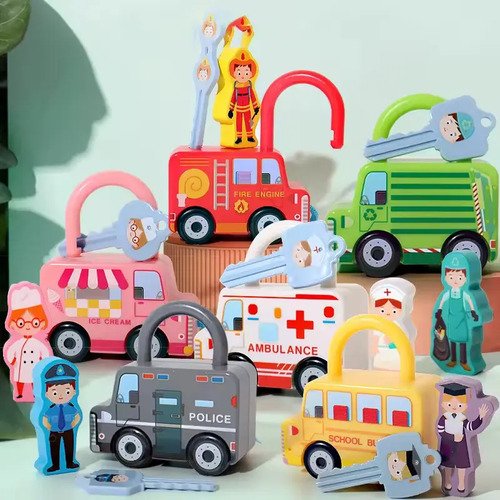 Set Montessori Juego De 6 Candados De Carro Con Llaves