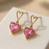 D_769888-MCO90439525662_082025-O.jpg Collar Con Colgante Corazón Circonita Rosa Juego Joyas Rosa