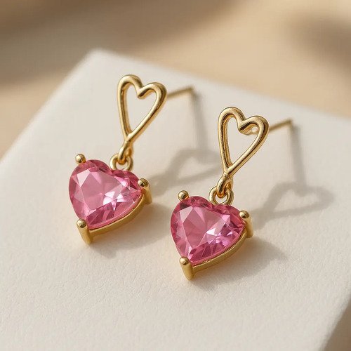 D_769888-MCO90439525662_082025-O.jpg Collar Con Colgante Corazón Circonita Rosa Juego Joyas Rosa