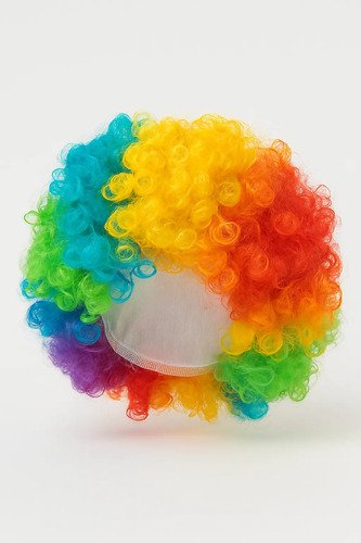 Peluca Afro Payaso Colores Con Nariz Disfraz Halloween Varios