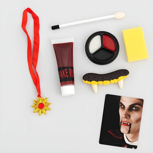 D_770454-MCO92116246986_092025-O.jpg Maquillaje Vampiro Disfraz Pintucarita Sangre Colmillos