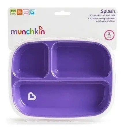 D_770965-MCO51492677690_092022-O.jpg Plato Con División Comida Munchkin Bebé Morado Práctico Violeta Liso